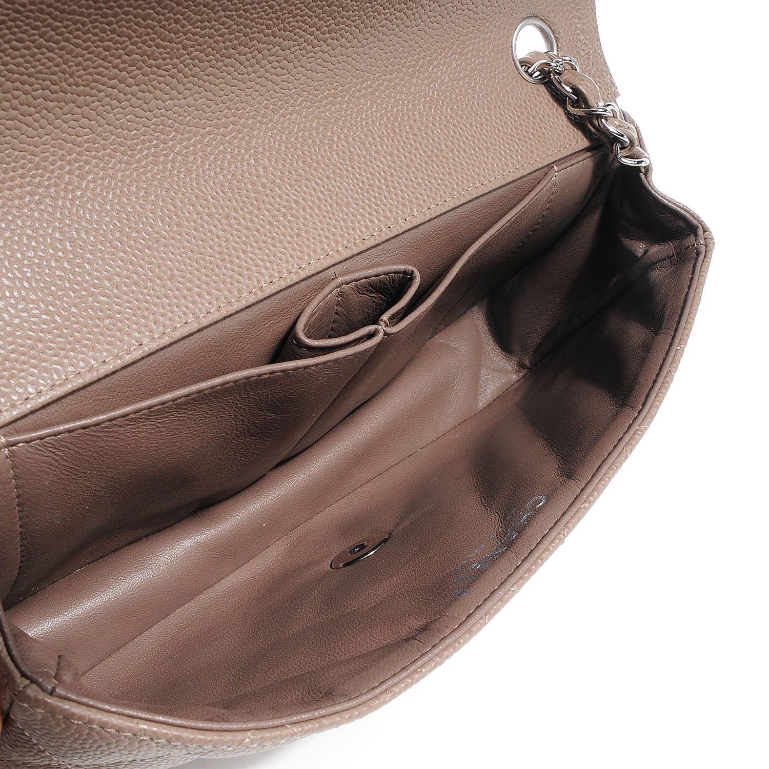 Chanel Caviar East West Flap Bag Taupe 7 of 8