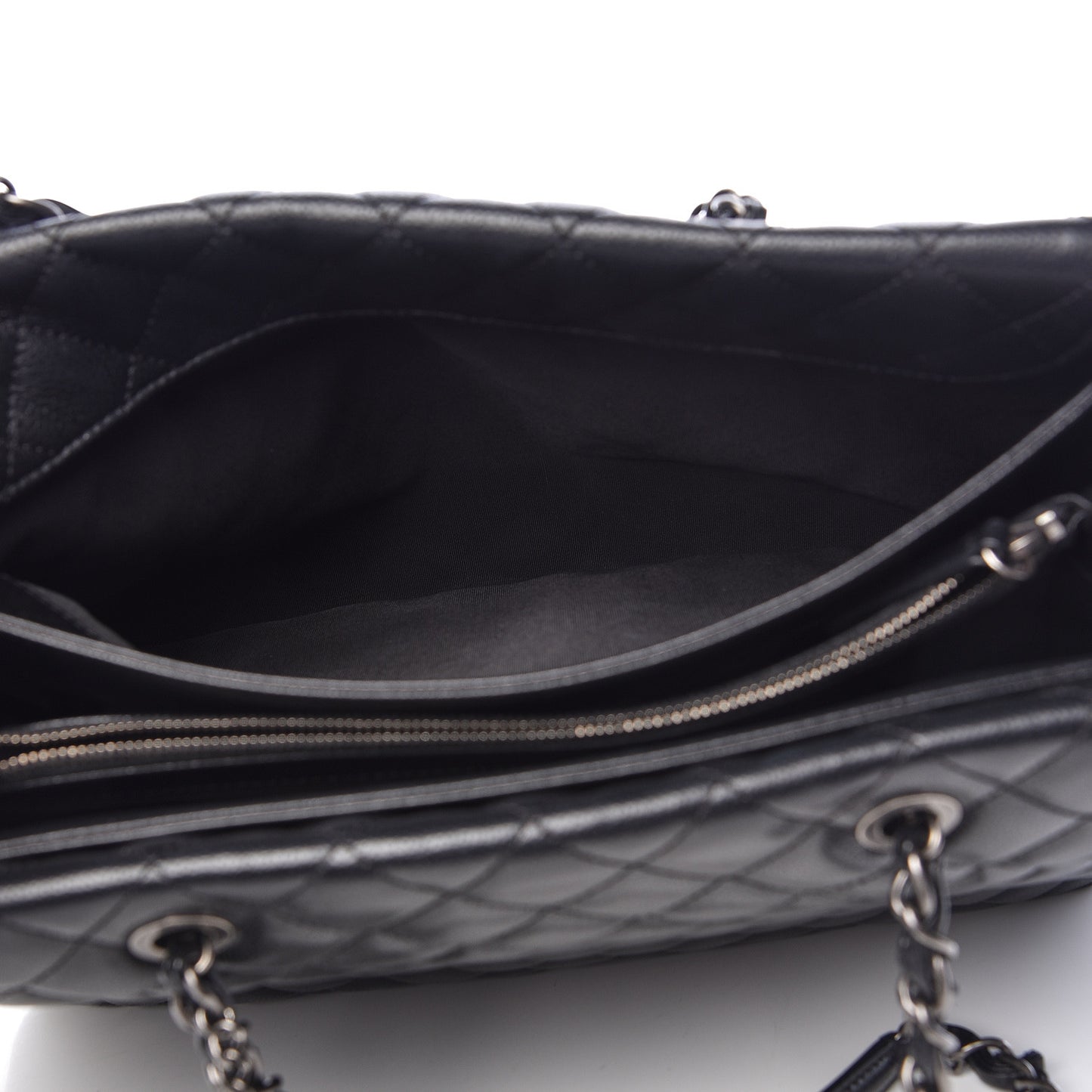 Caviar Quilted City Shopping Tote Black