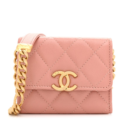 Chanel Caviar Quilted Bracelet On Chain Clutch Pink 1 of 11