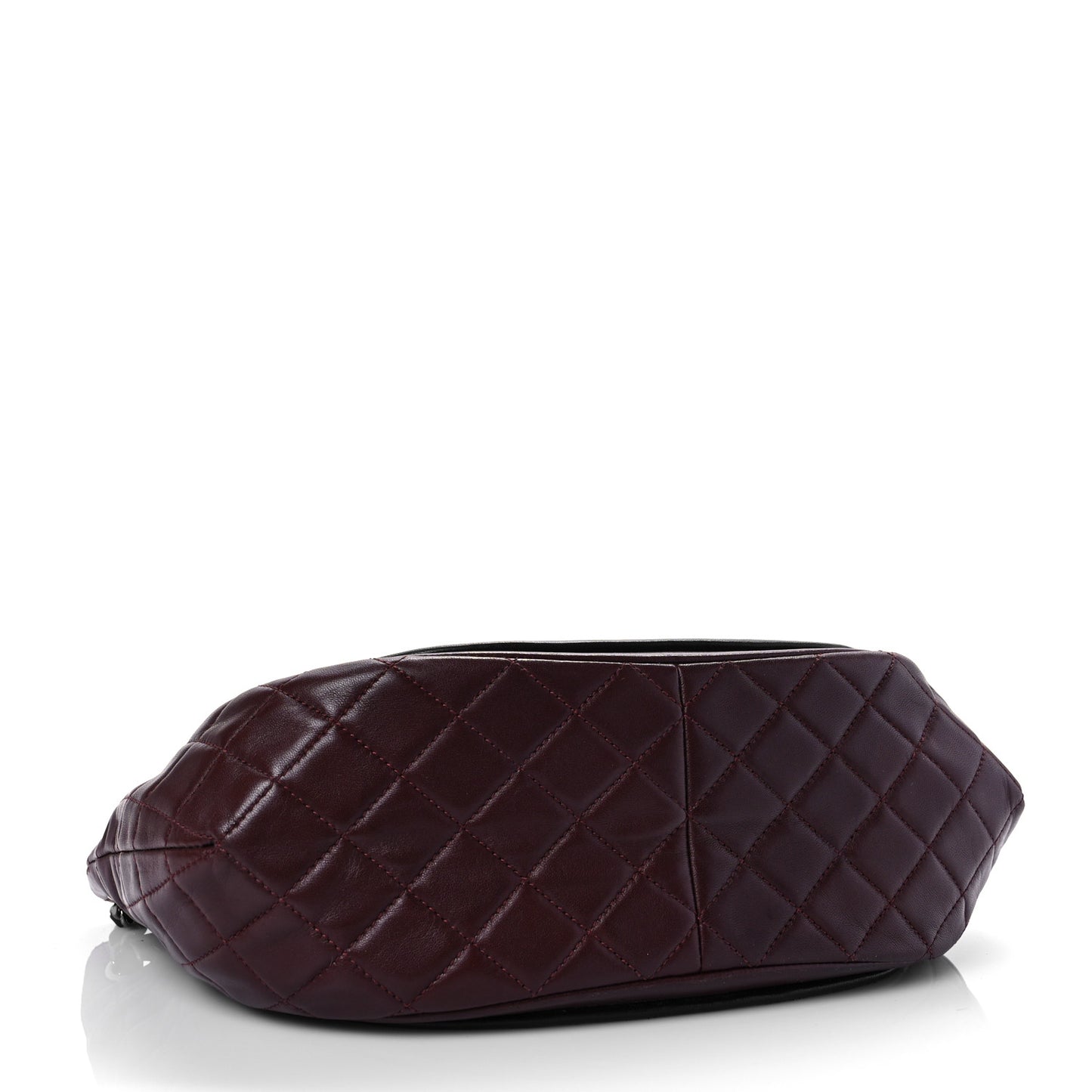 Lambskin Quilted Large Classic Twist Crescent Flap Black Burgundy