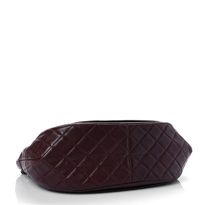 Chanel Lambskin Quilted Large Classic Twist Crescent Flap Black Burgundy 4 of 10