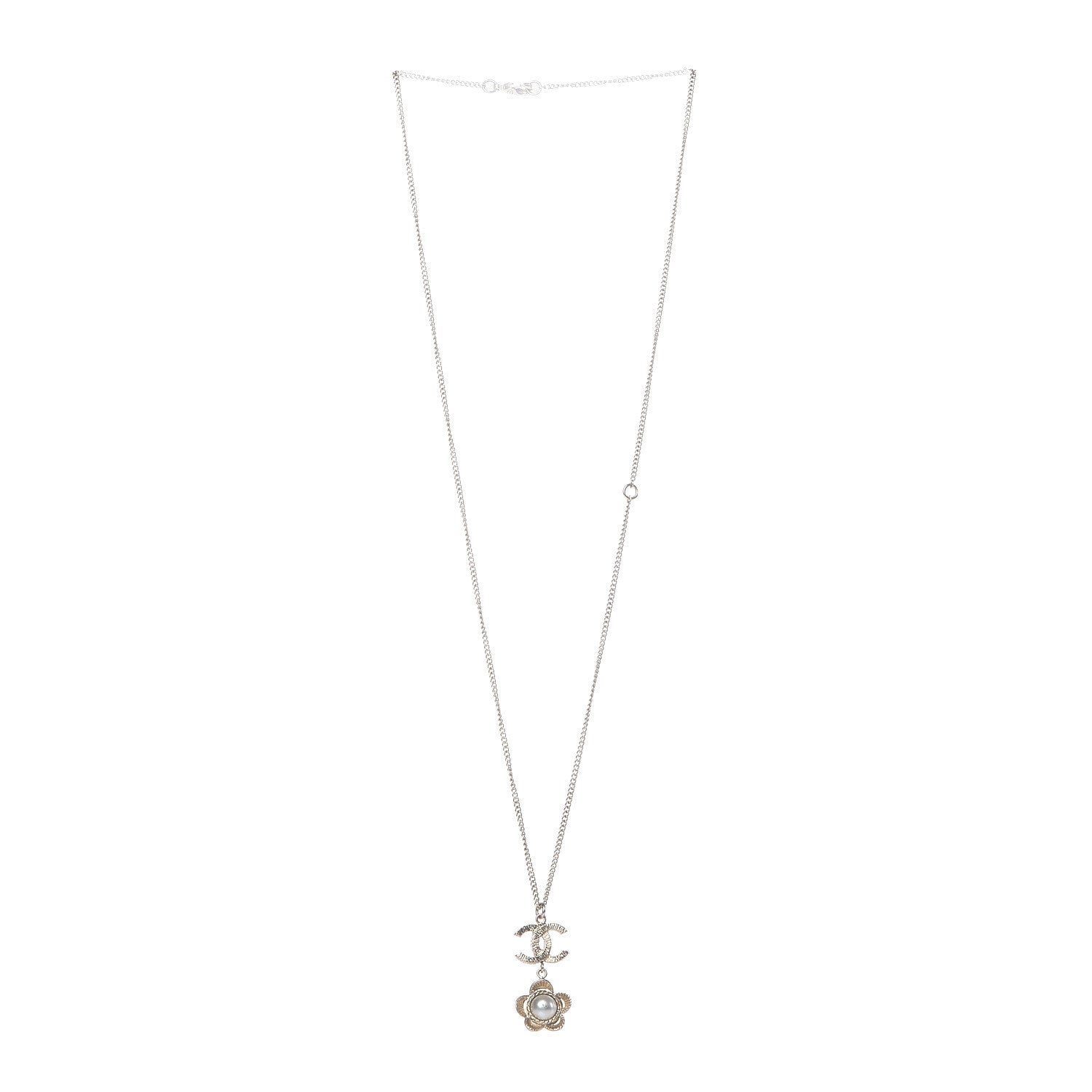Chanel Pearl CC Camellia Pendant Necklace Gold 3 of 7