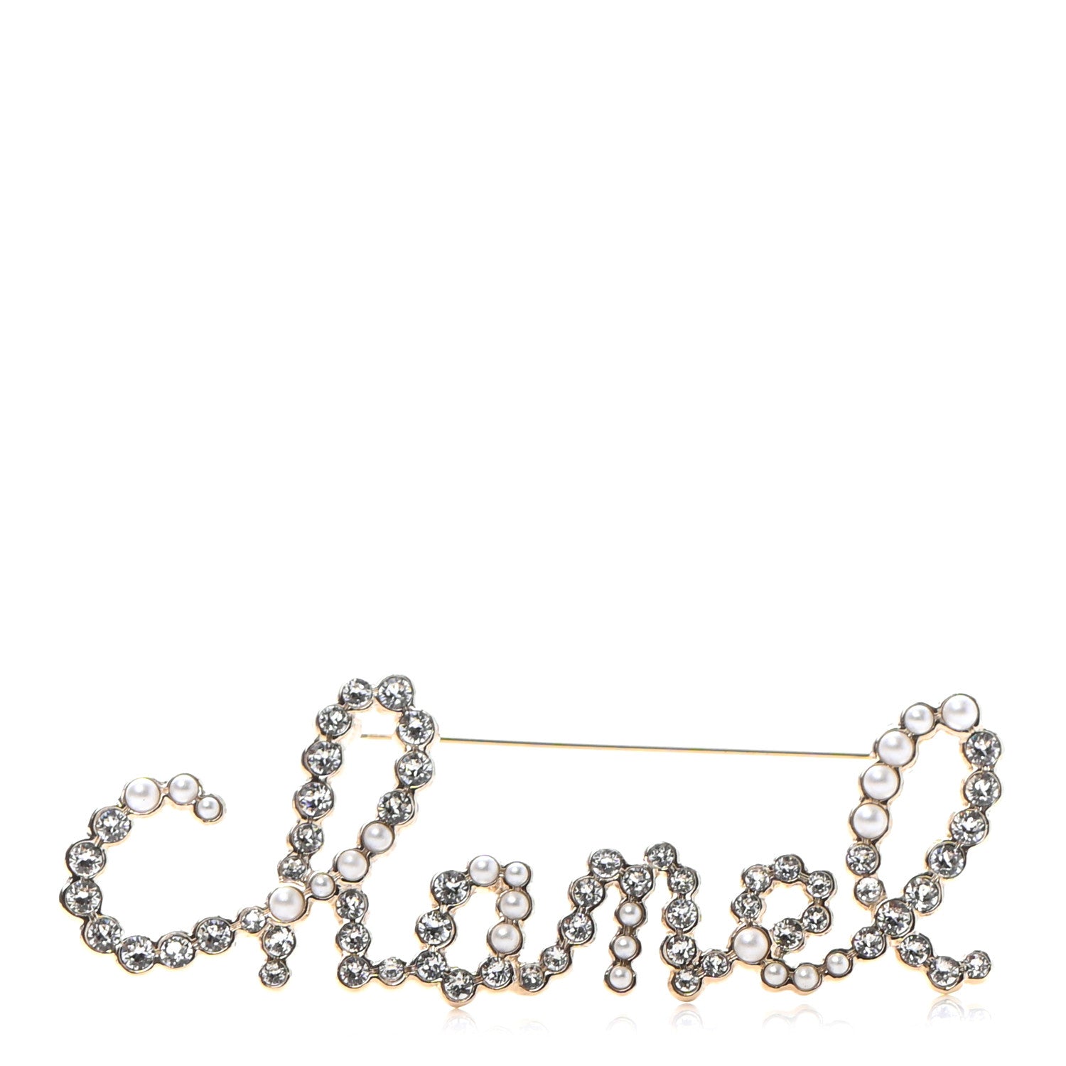 Chanel Metal Glass Swirling Pearls Brooch Pin Gold 1 of 4