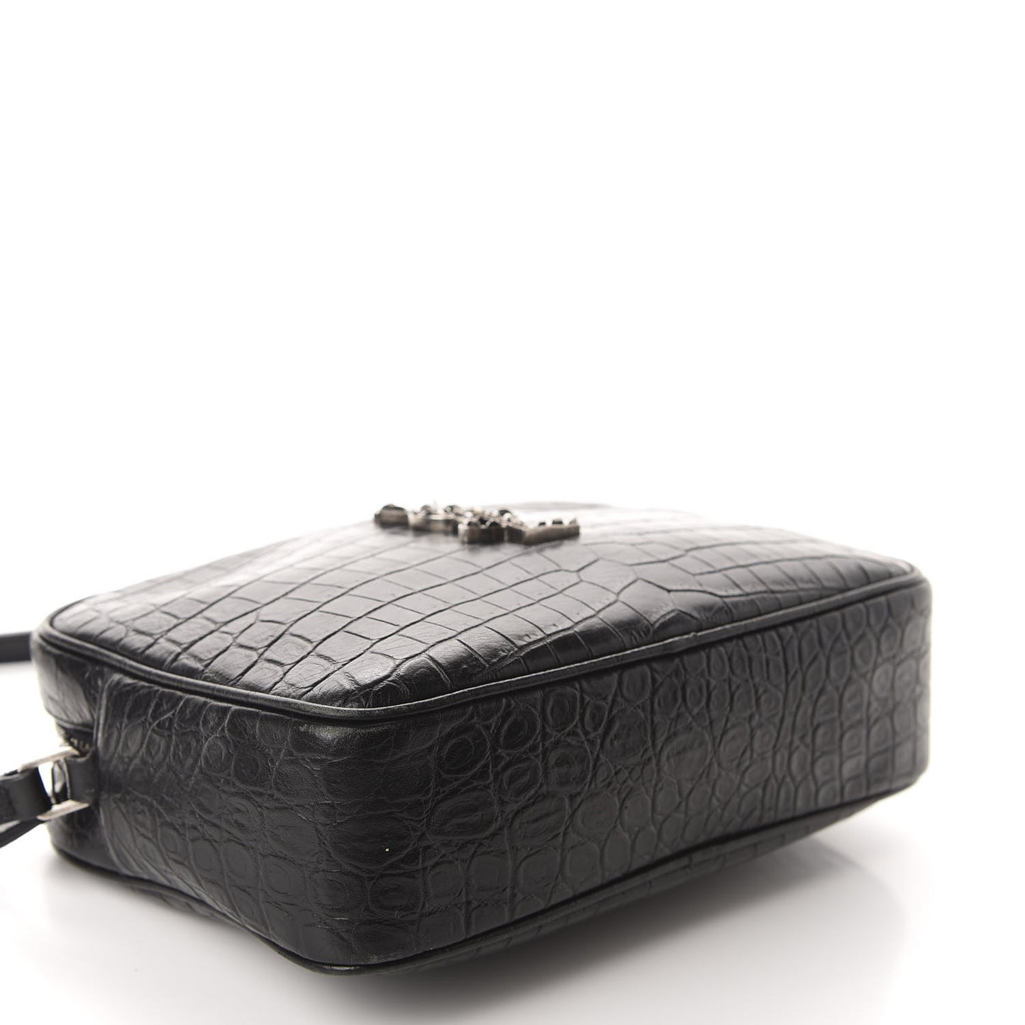 Calfskin Crocodile Embossed Monogram Lou Camera Bag Black