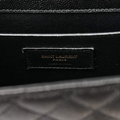Saint Laurent Grain De Poudre Textured Mixed Matelasse Triquilt Medium Monogram Satchel Black 6 of 8