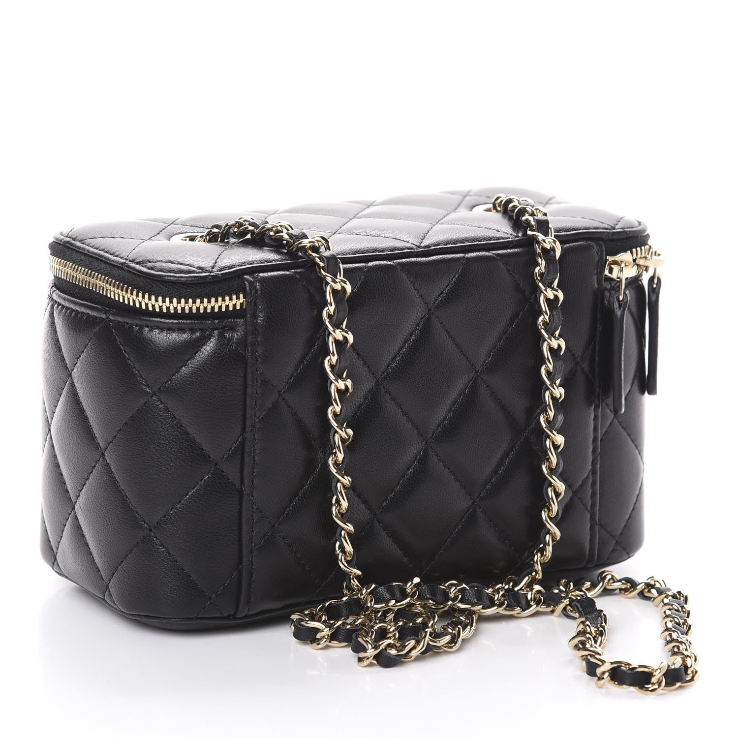 Chanel Lambskin Quilted Small Vanity Case With Chain Black 3 of 9