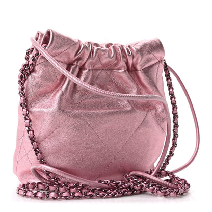 Chanel Metallic Lambskin Lacquered Monochrome Quilted Mini Chanel 22 Pink 2 of 9
