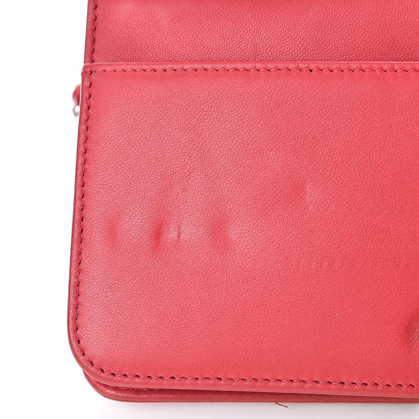 Goatskin Quilted Diamond CC Wallet On Chain WOC Red