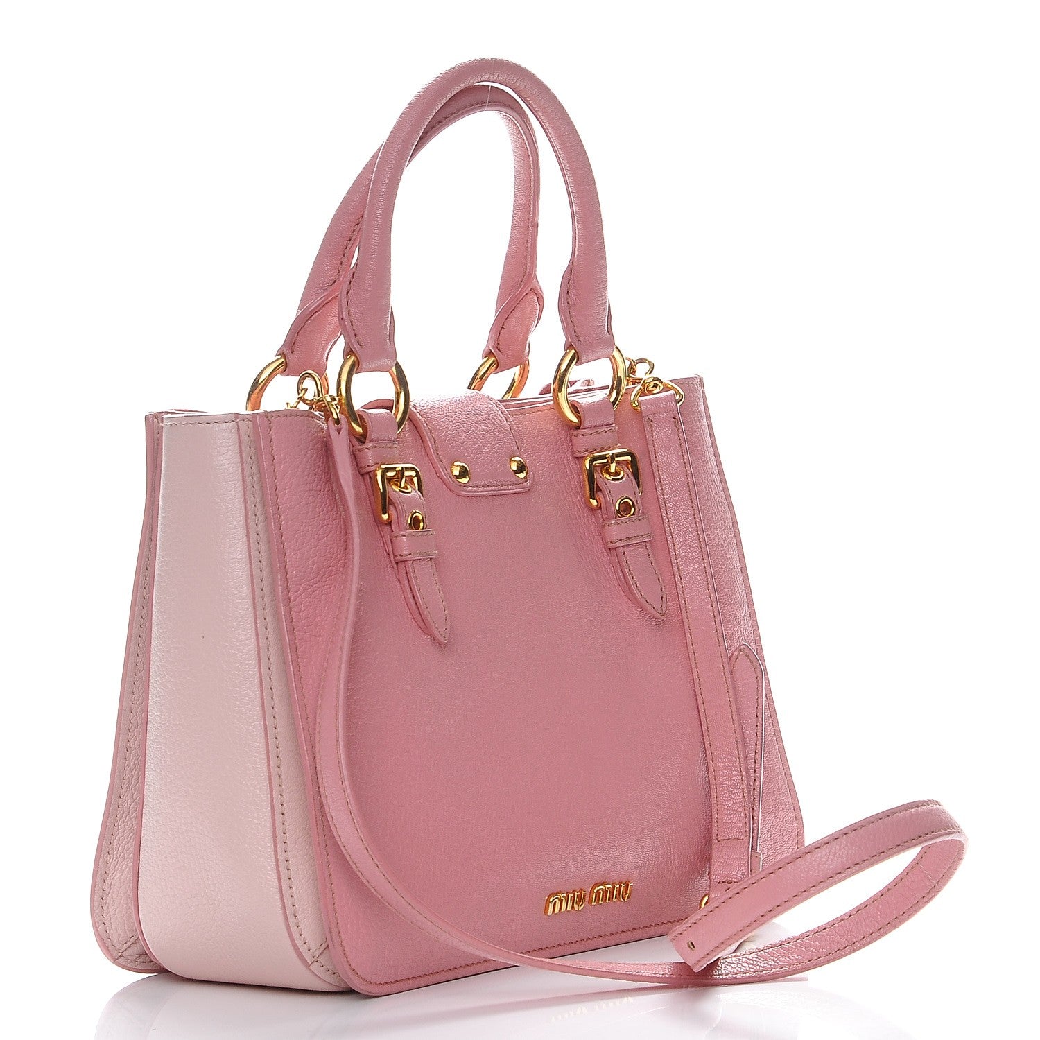 Miu Miu Goatskin Madras Shopping Tote Rosa Gemma 4 of 8