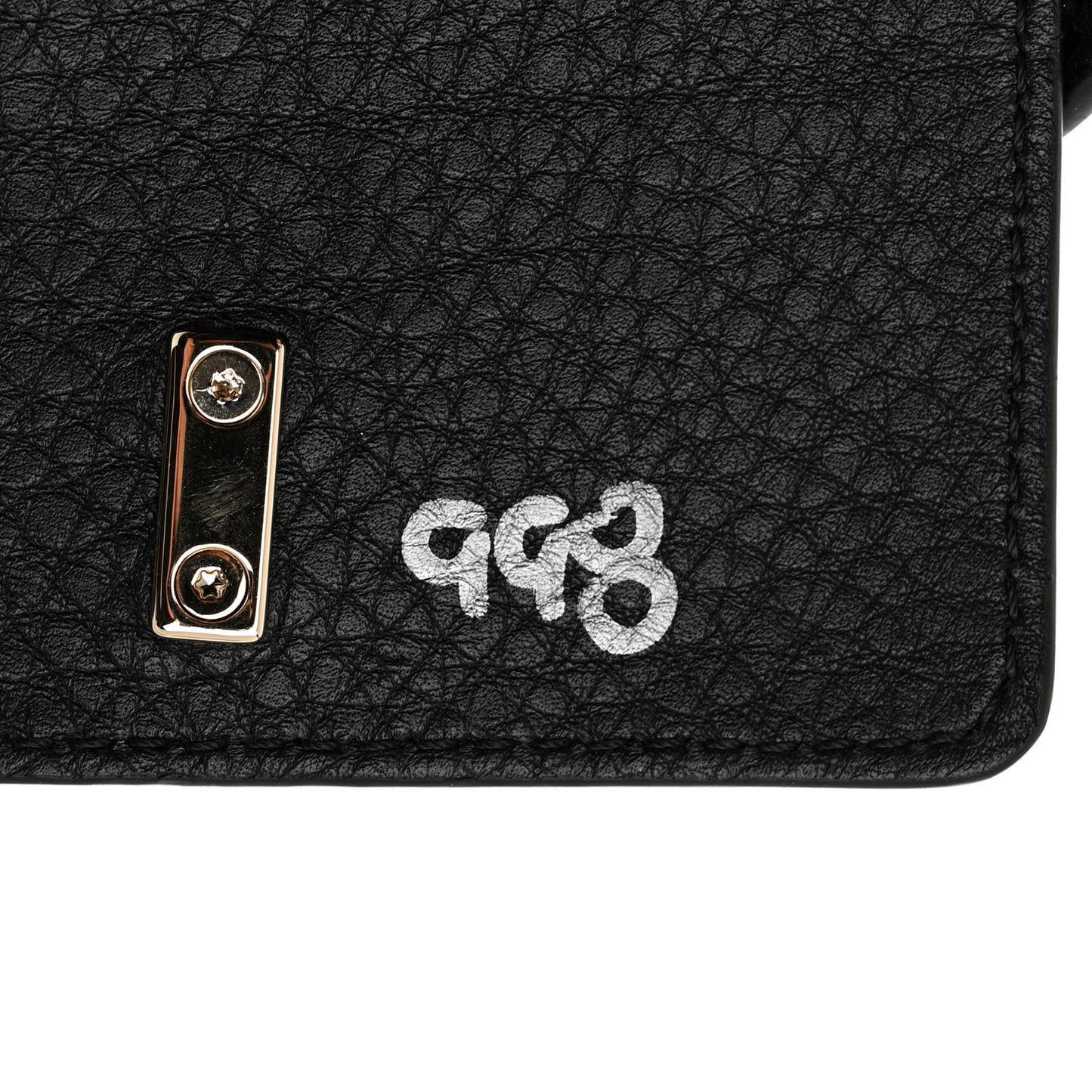 Grained Calfskin Rockstud Shoulder Tote Black