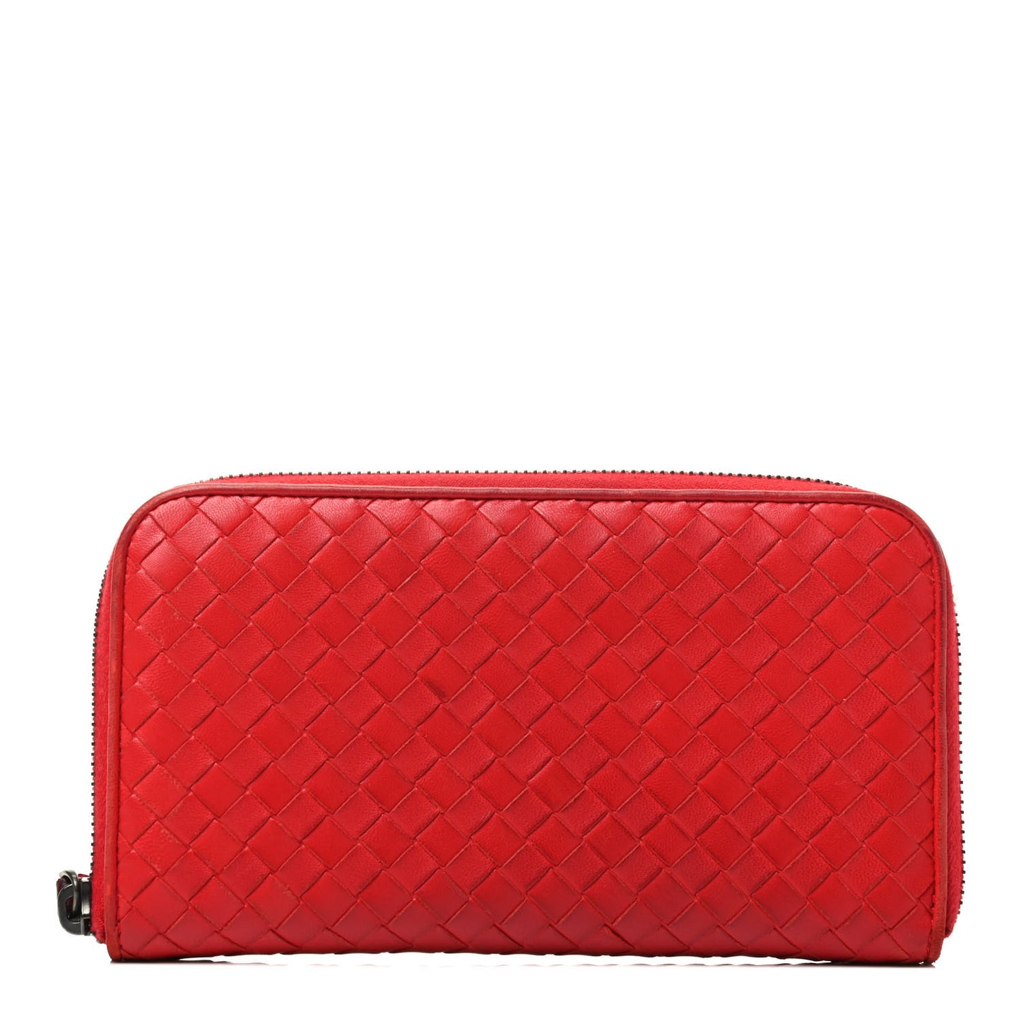 Nappa Intrecciato Zip Around Wallet Red