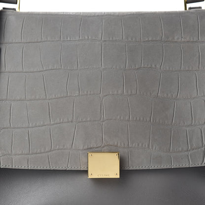 Celine Crocodile Embossed Nubuck Medium Trapeze Grey 9 of 9