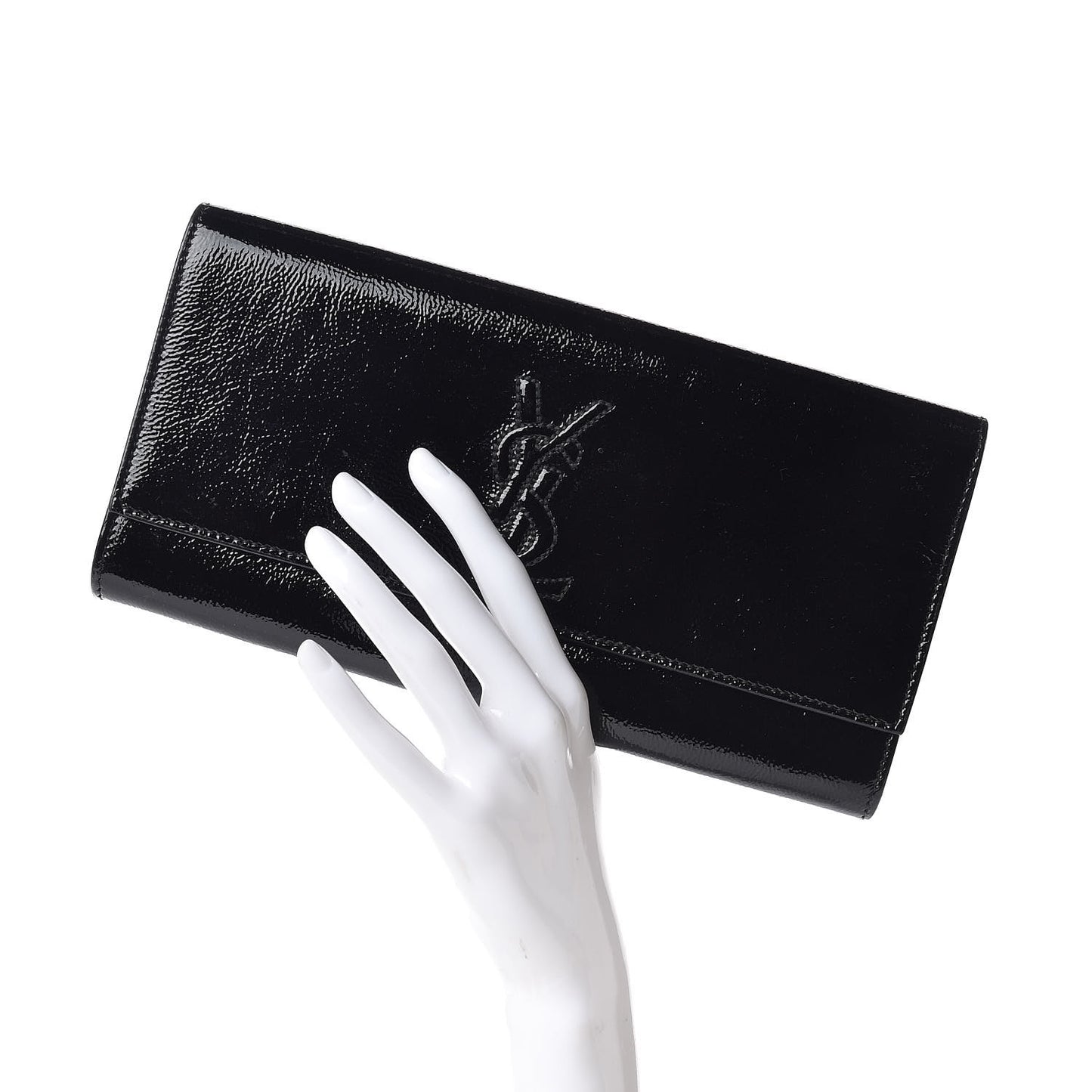 Textured Patent Monogram Small Belle De Jour Clutch Black