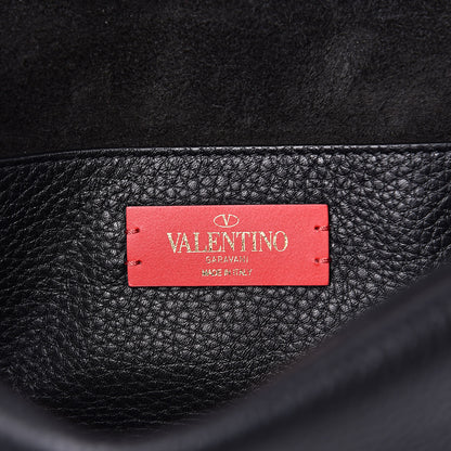 Valentino Garavani Grainy Calfskin Rockstud Double Flap Crossbody Bag Black 6 of 10