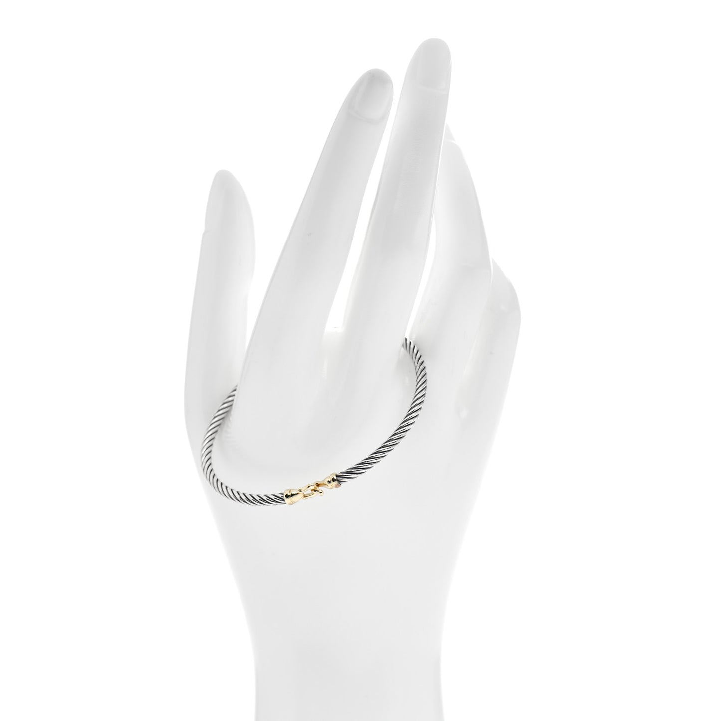 Sterling Silver 18K Yellow Gold 3mm Cable Buckle Bracelet