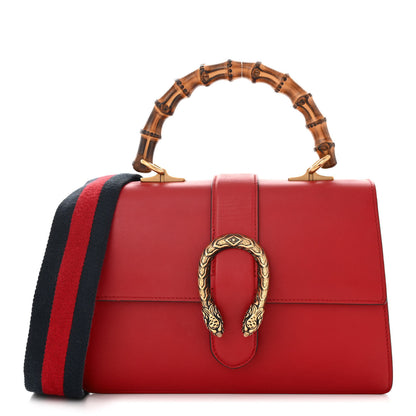 Gucci Moon Calfskin Web Medium Dionysus Bamboo Top Handle Bag Hibiscus Red 1 of 13