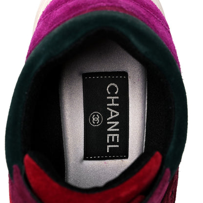 Chanel Suede Calfskin CC Sneakers 38 Burgundy Red 7 of 8
