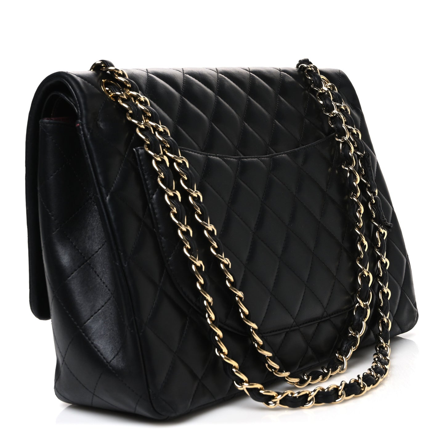 Lambskin Quilted Maxi Double Flap Black