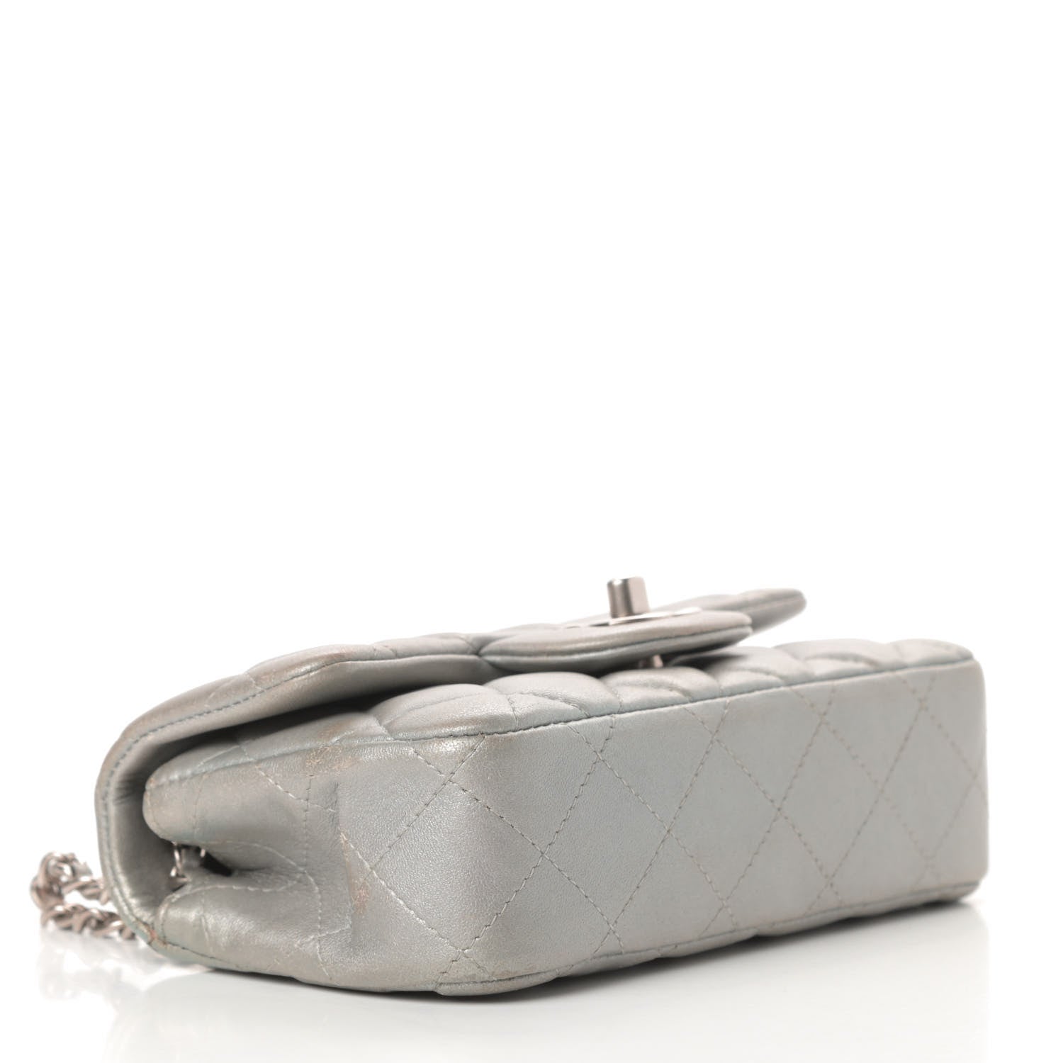 Chanel Metallic Lambskin Quilted Extra Mini Rectangular Flap Silver 4 of 14