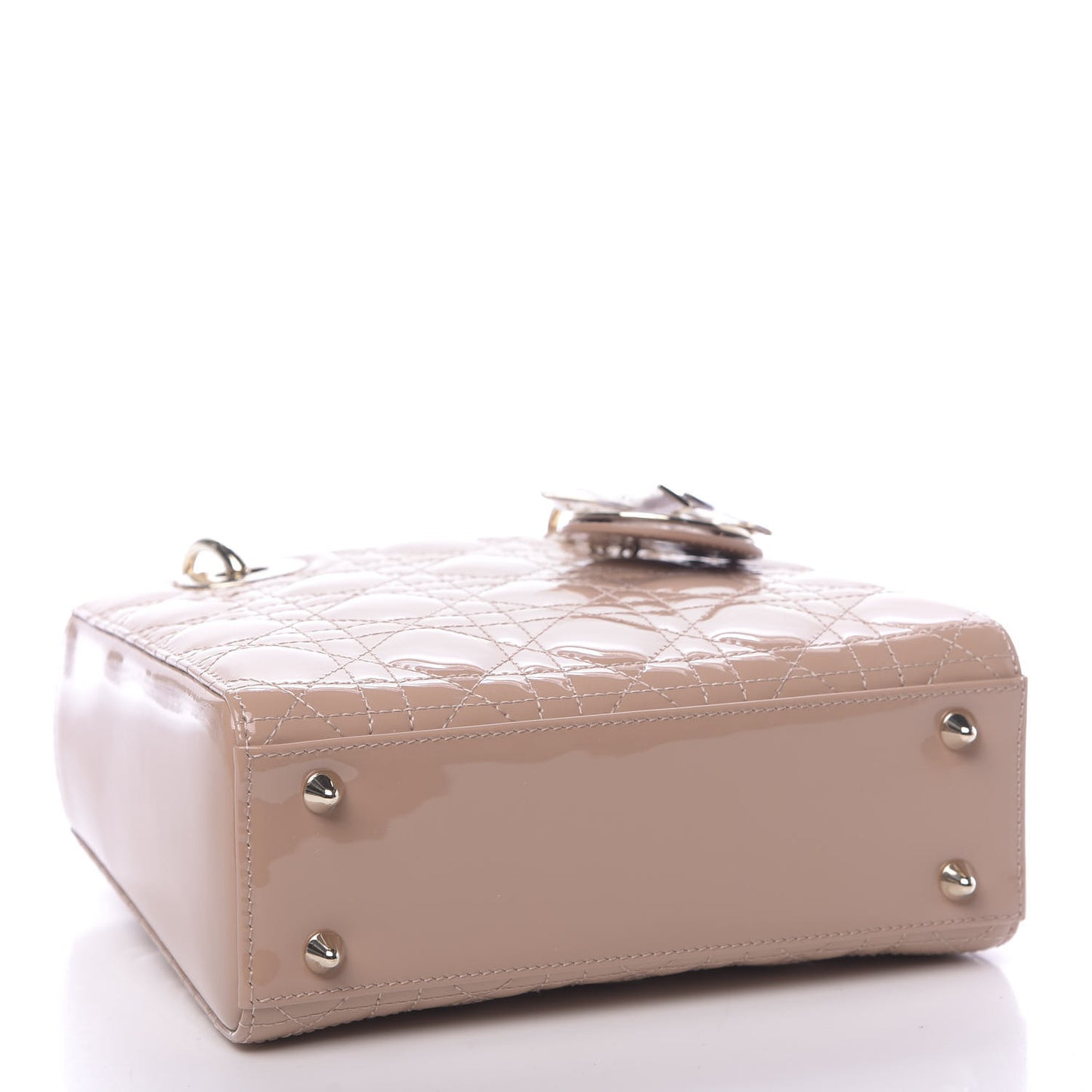 Patent Cannage Small Lady Dior Beige