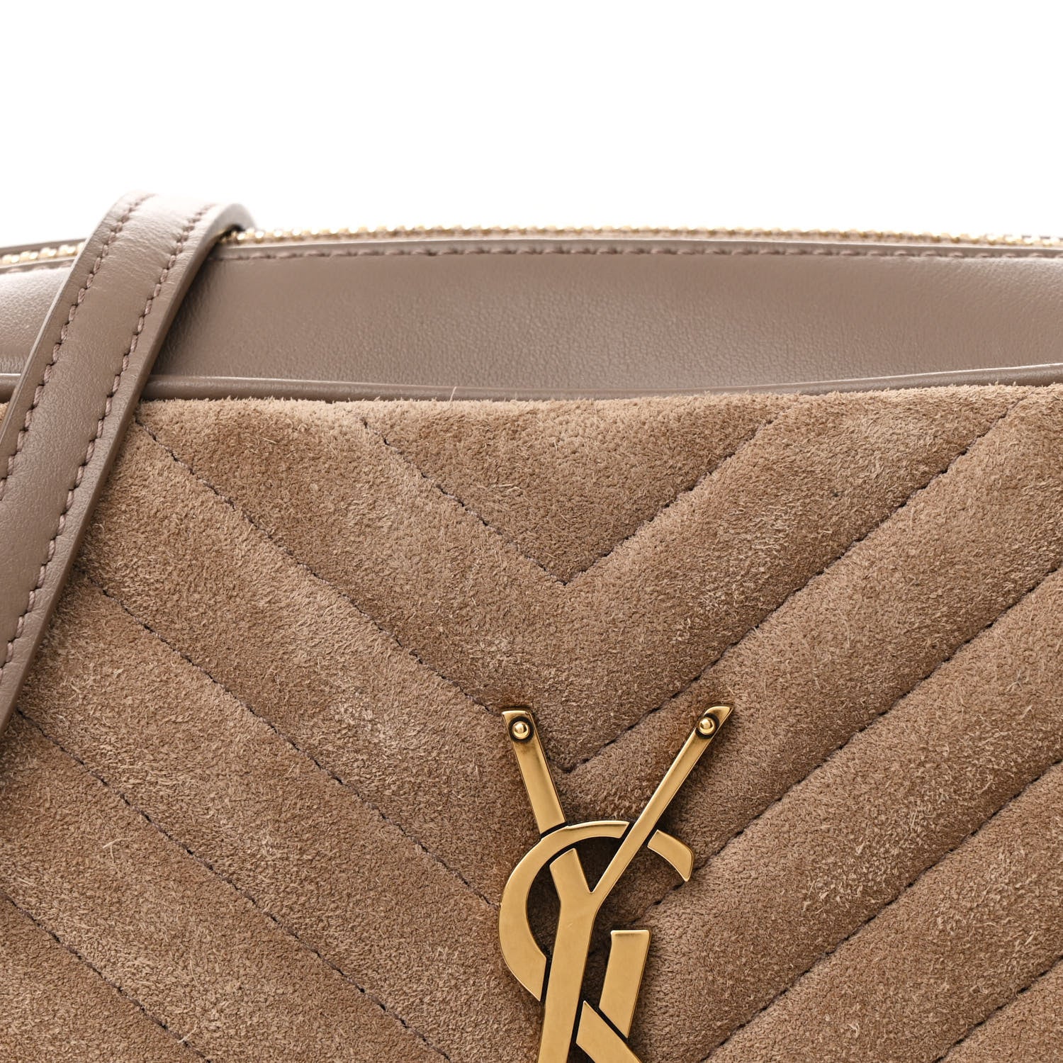 Saint Laurent Suede Matelasse Monogram Lou Camera Bag Taupe 8 of 10