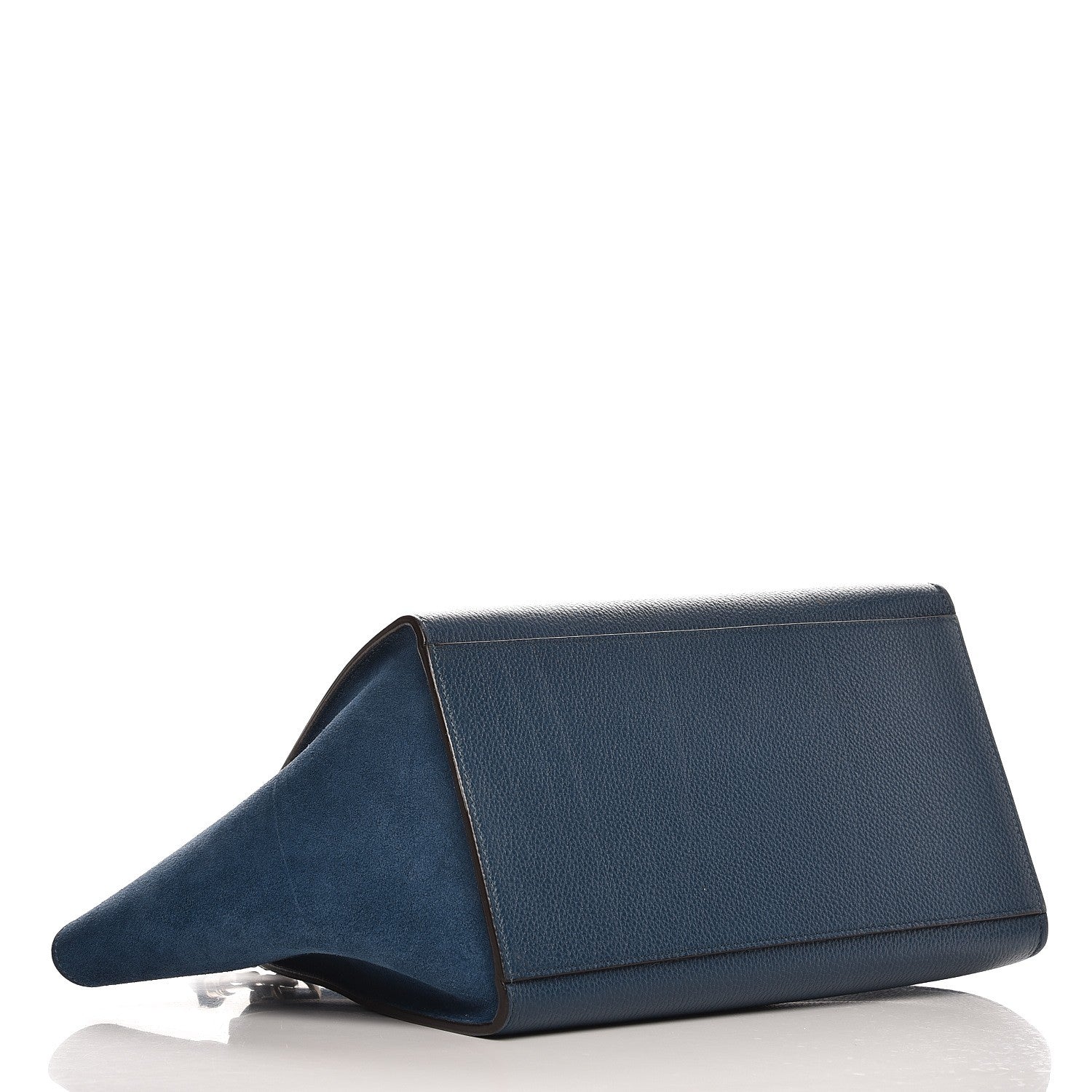 Celine Drummed Calfskin Suede Small Trapeze Ocean Blue 5 of 9