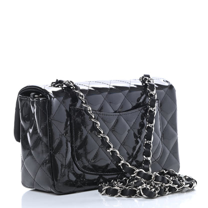 Chanel Striated Patent Calfskin Quilted Mini Rectangular Flap Black 3 of 13