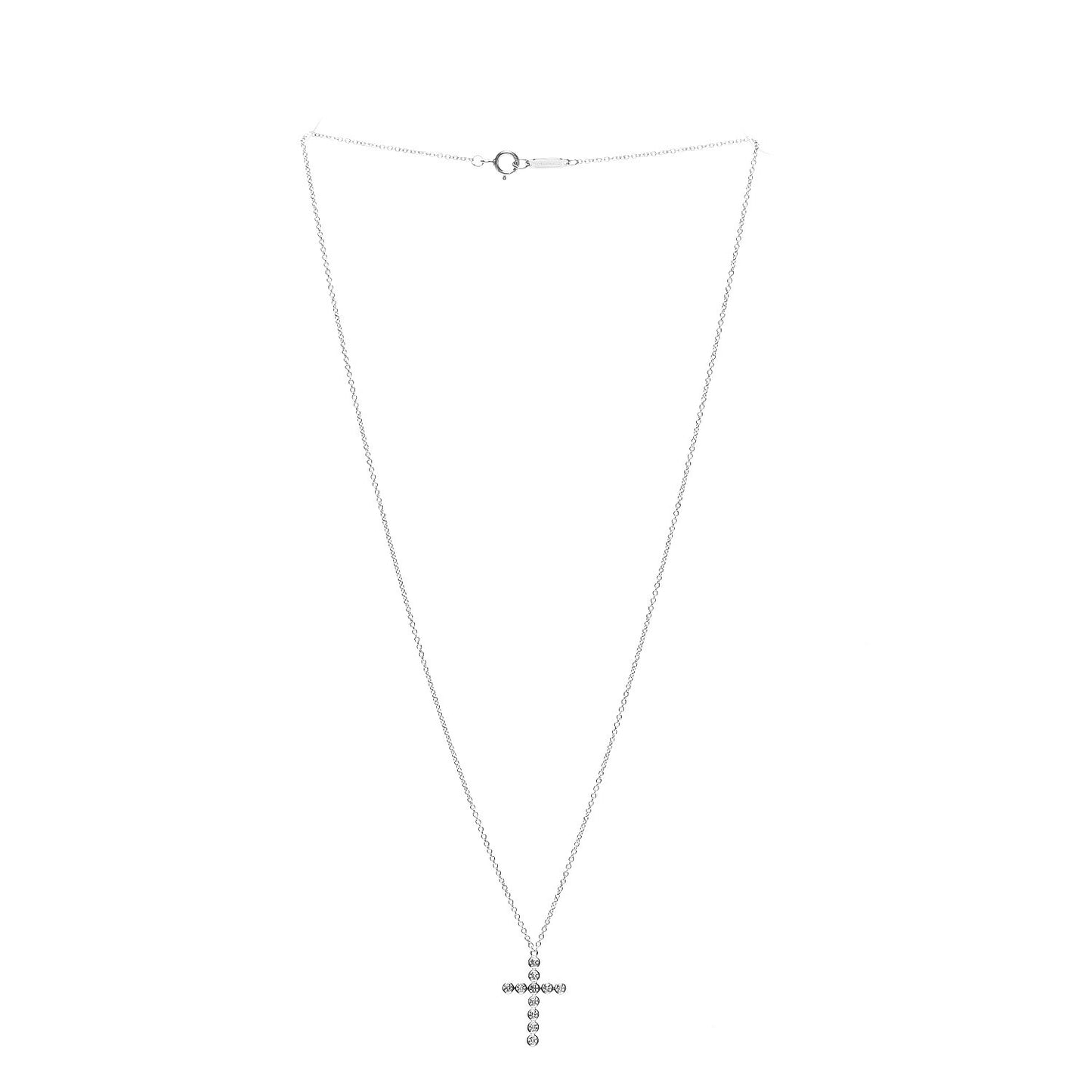 Platinum Diamond Bezel Set Cross Pendant Necklace