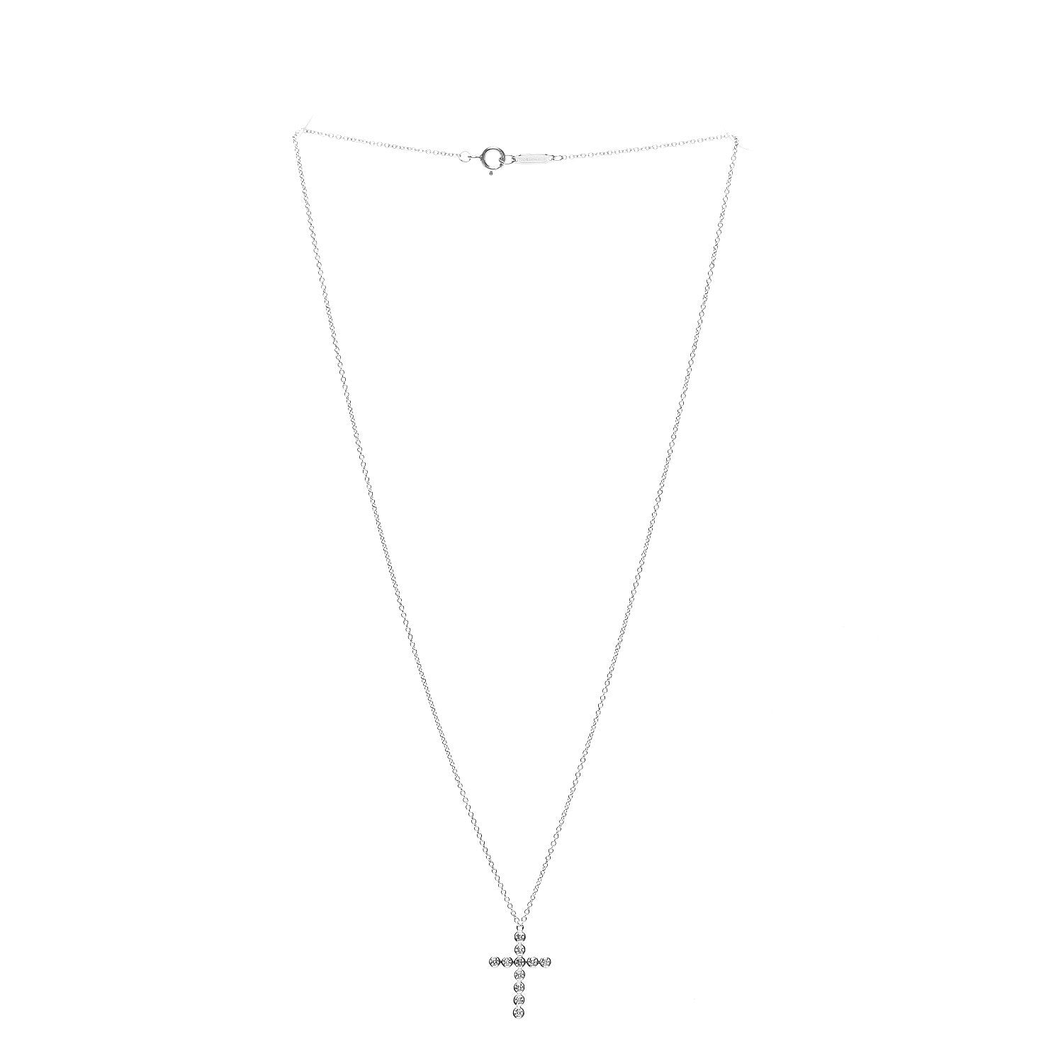 Tiffany Platinum Diamond Bezel Set Cross Pendant Necklace 3 of 6