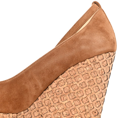 Jimmy Choo Suede Pacific 120mm Peep-Toe Cork Wedge Sandal 40 Canyon 10 of 11
