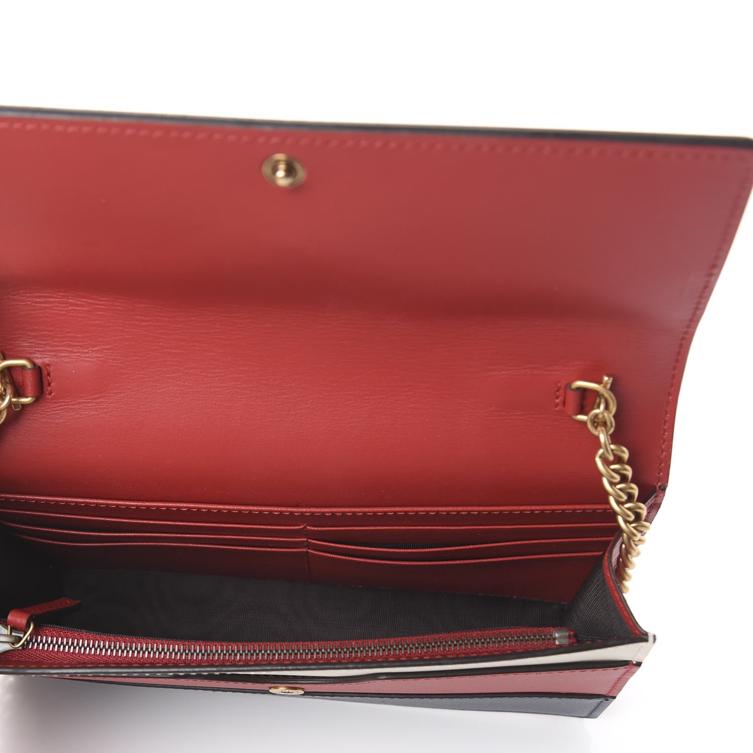 Gucci Calfskin Queen Margaret Chain Wallet Blue Agata Hibiscus Red Mystic White 4 of 7