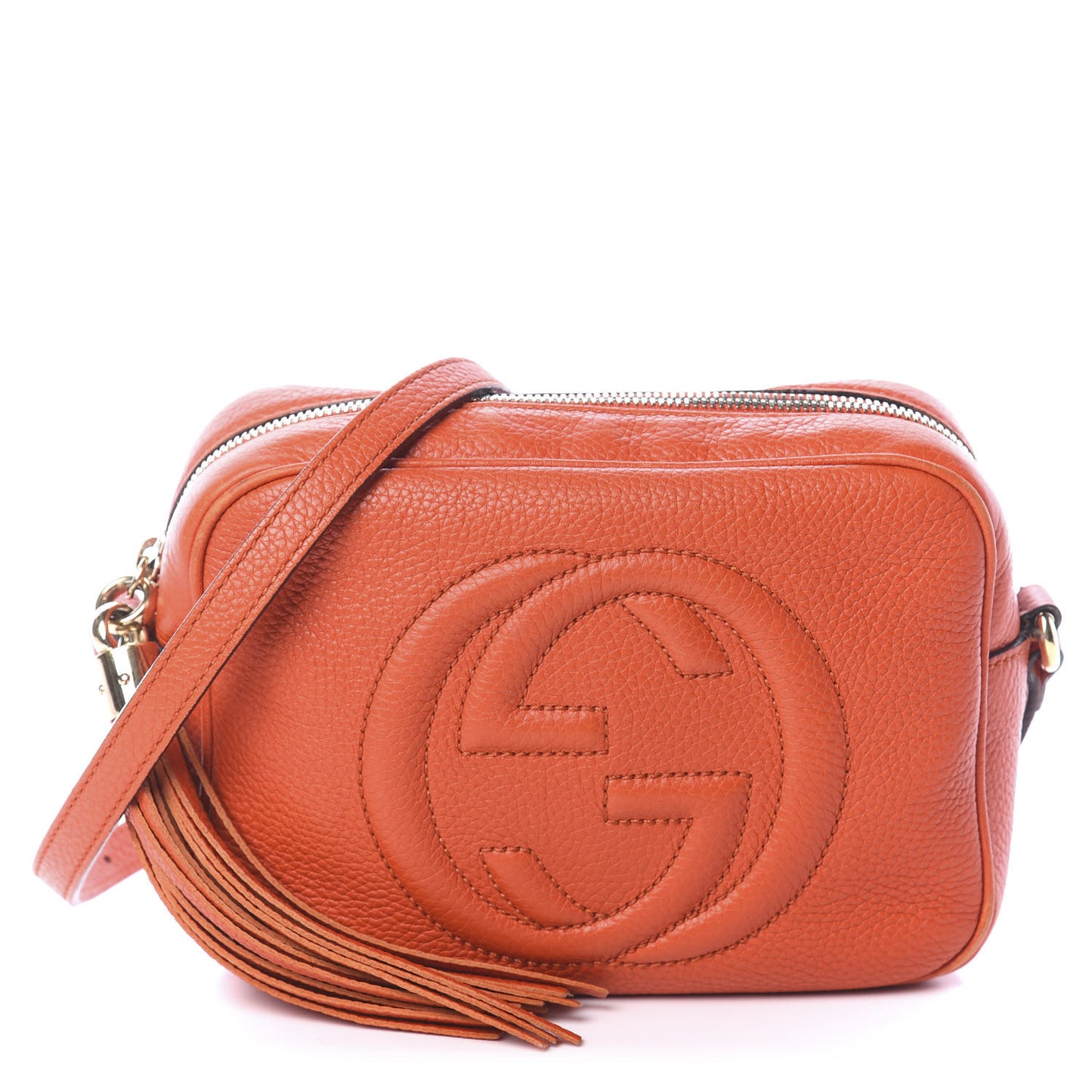 Pebbled Calfskin Small Soho Disco Bag Sun Orange