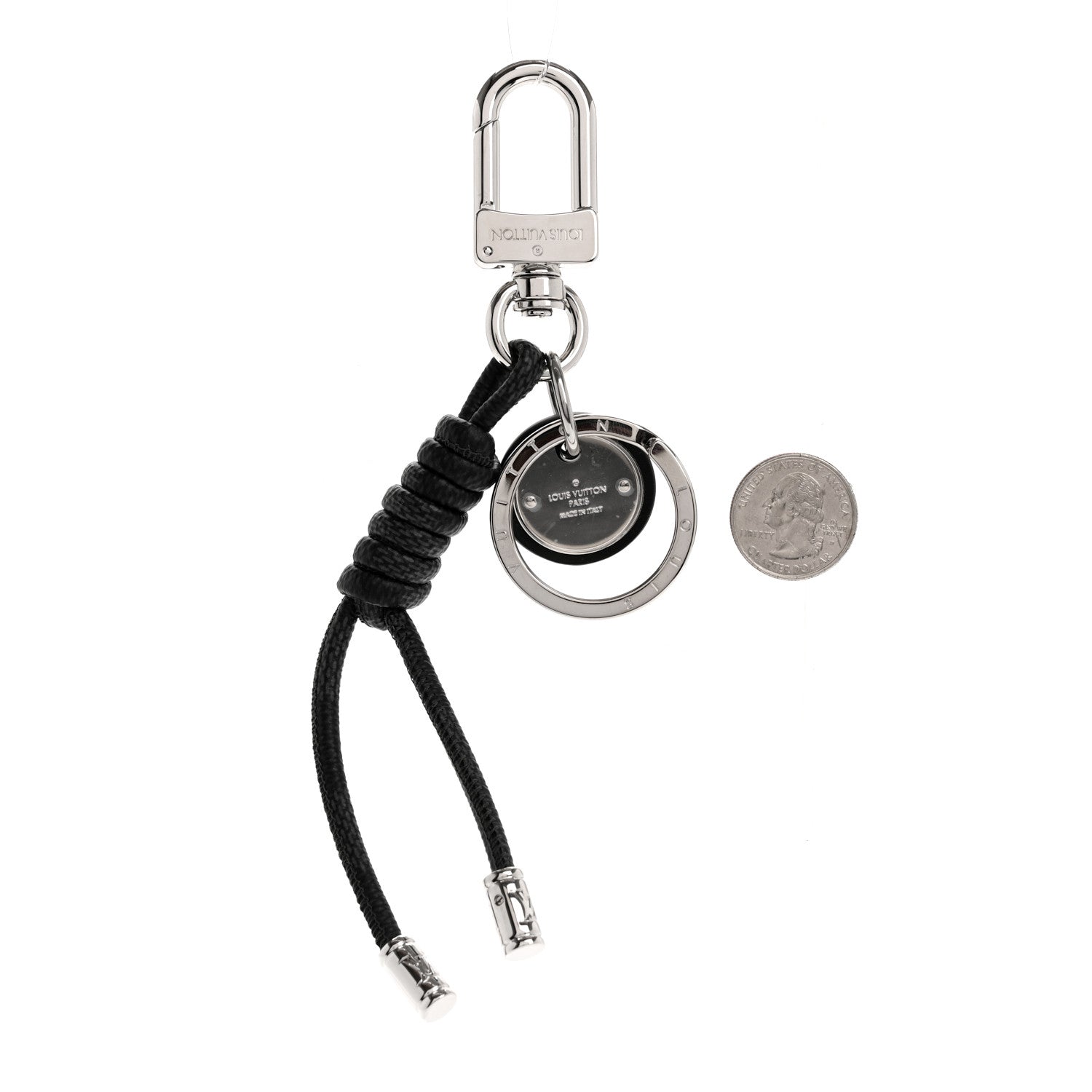Louis Vuitton Palladium Damier Graphite Rope Bag Charm Key Holder 2 of 3