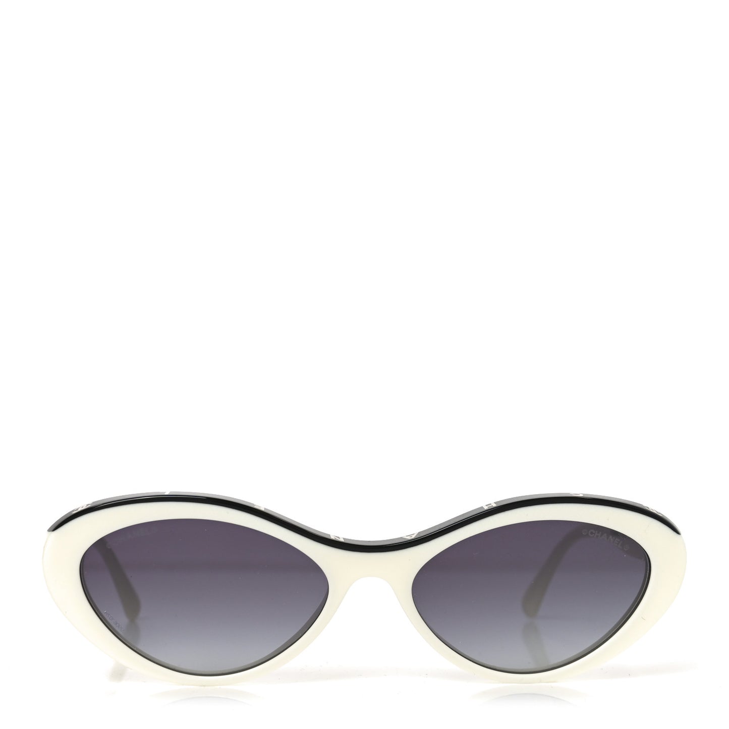 Acetate Oval Sunglasses 5416 White Black