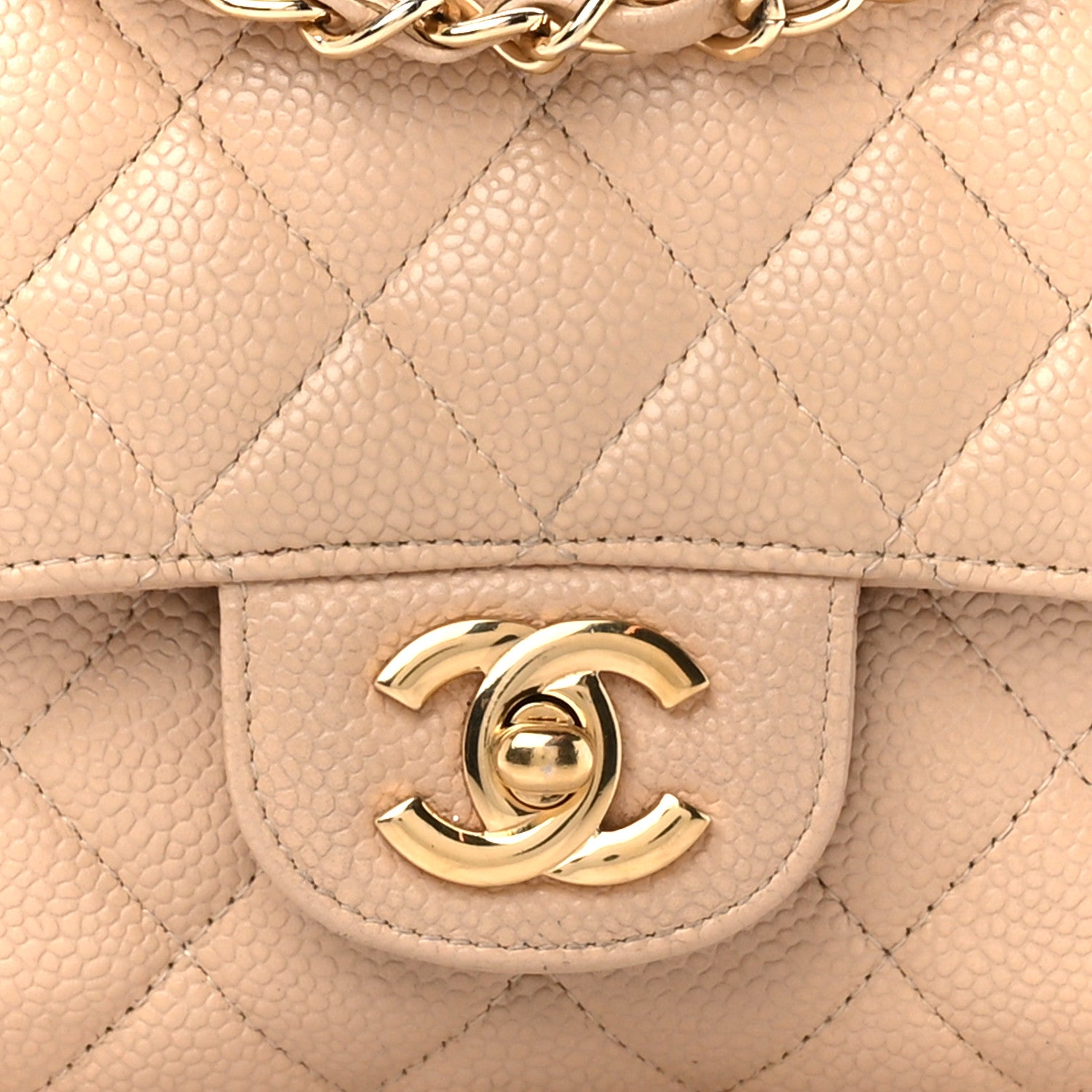 Chanel Caviar Quilted Medium Double Flap Beige 9 of 12