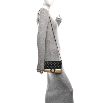Chanel Lambskin Quilted Wallet On Chain WOC Black Gold 2 of 11