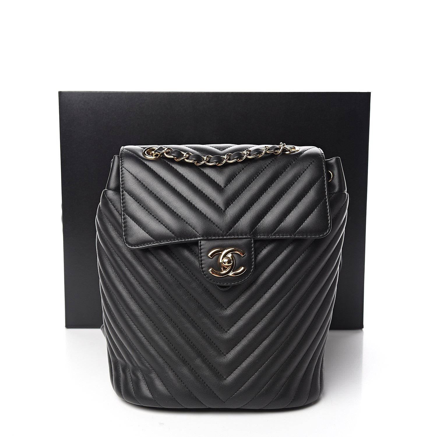 Chanel Calfskin Chevron Quilted Small Urban Spirit Backpack Black 10 of 10
