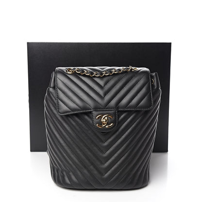 Chanel Calfskin Chevron Quilted Small Urban Spirit Backpack Black 10 of 10