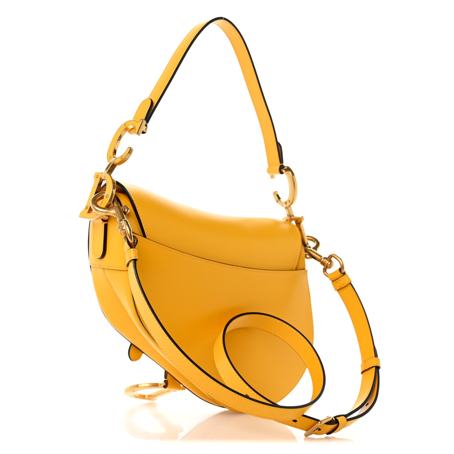 Christian Dior Calfskin Calfskin Saddle Bag With Strap Yellow 3 of 11