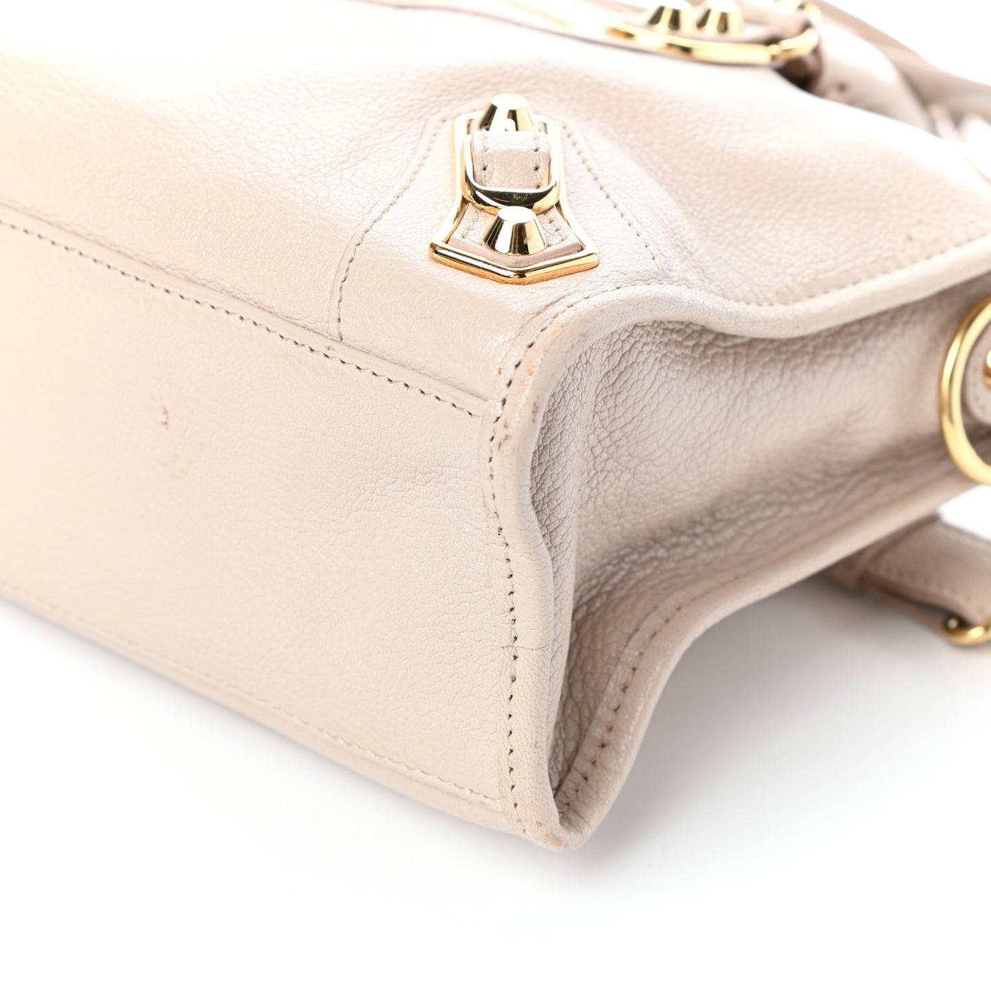 Chevre Gold Metallic Edge Hardware S City Beige Praline
