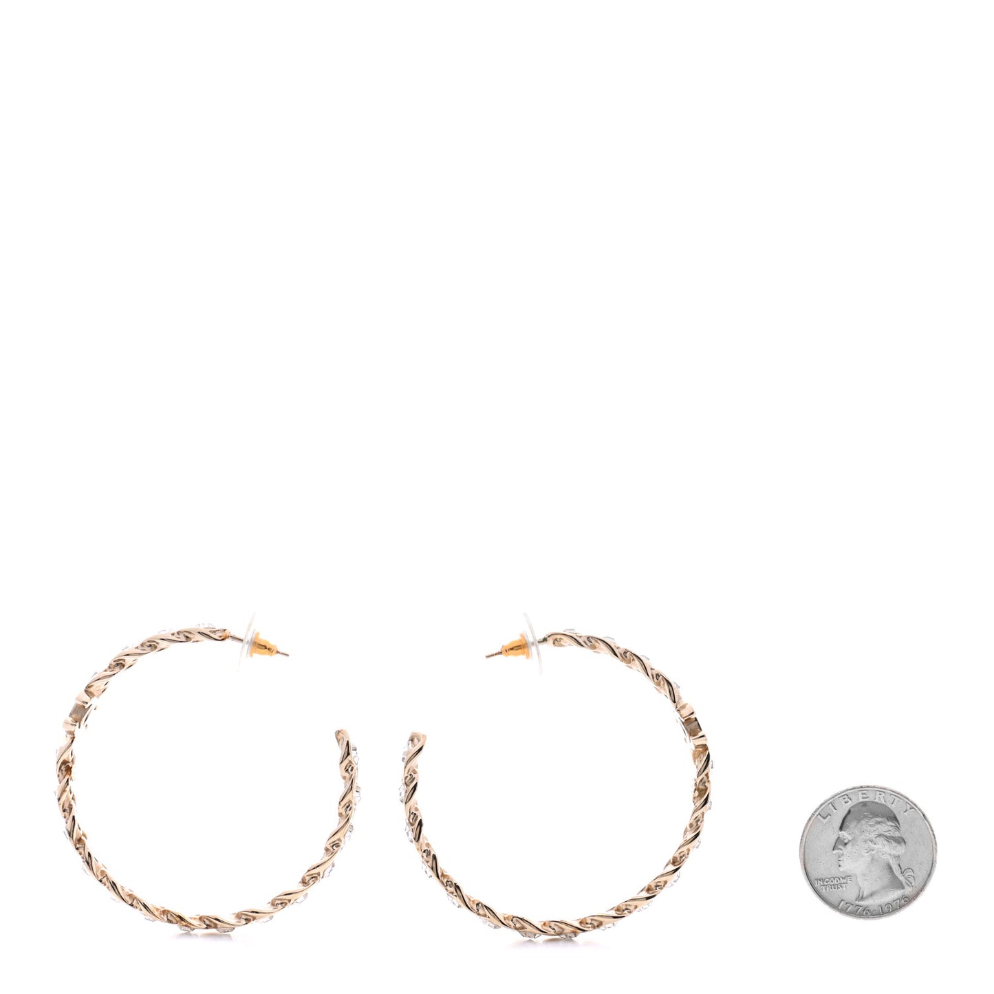 Crystal CC Hoop Earrings Gold