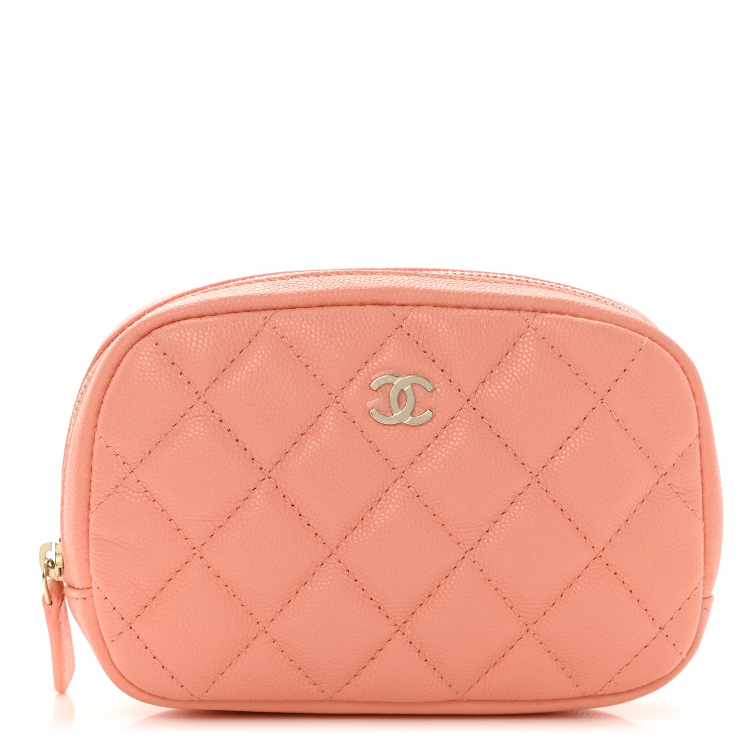 Chanel Caviar Quilted Small Curvy Pouch Cosmetic Case Light Orange 1 of 9