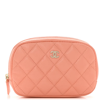 Chanel Caviar Quilted Small Curvy Pouch Cosmetic Case Light Orange 1 of 9