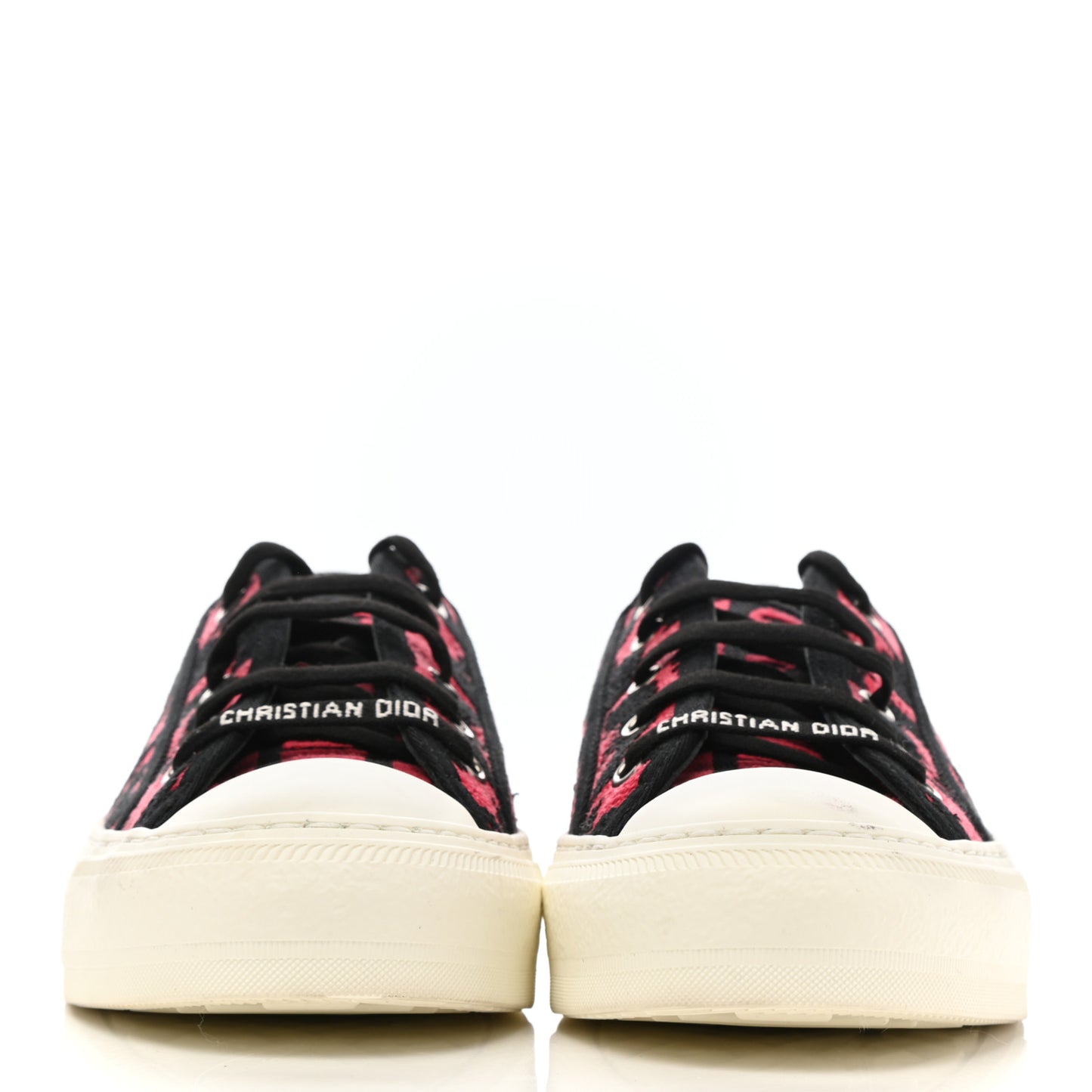 Cotton Mizza Embroidered Walk'N'Dior Low Top Sneakers 36.5 Red Multicolor