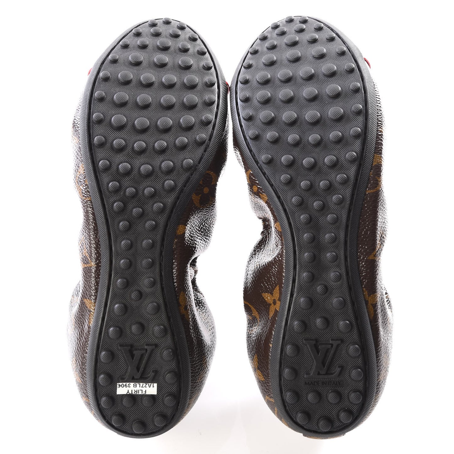 Monogram Patent Flirty Ballerina Flats 37 Coquelicot