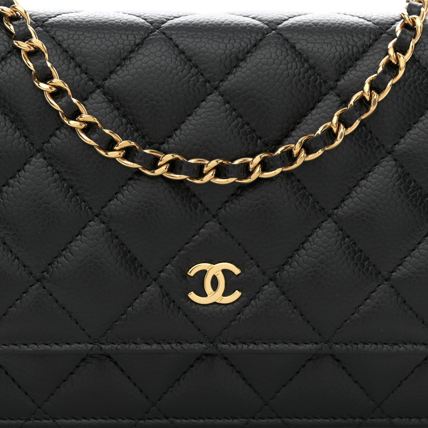 Caviar Quilted Wallet on Chain WOC Black