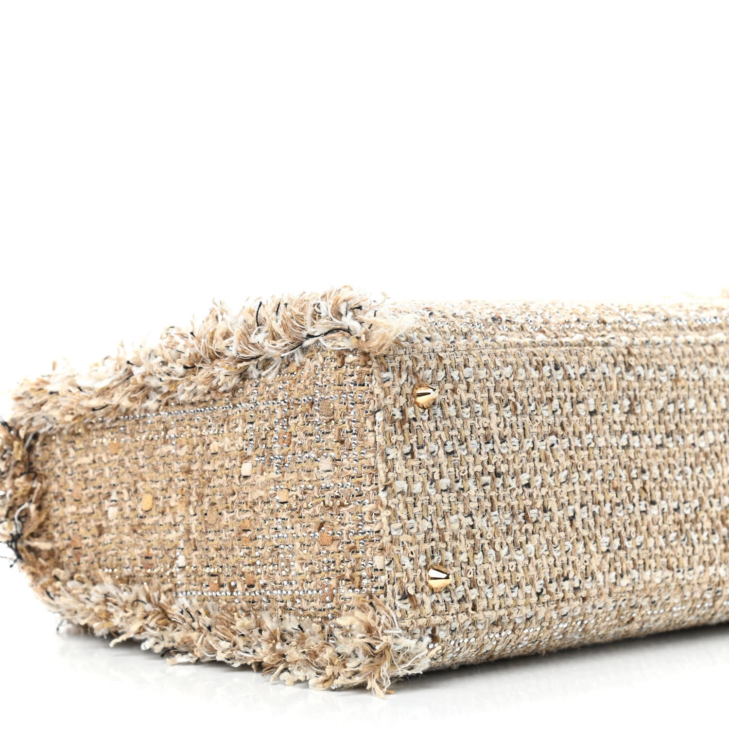 Christian Dior Tweed Crystal Fringe Medium Lady Dior Beige 8 of 9
