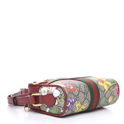 Gucci GG Supreme Monogram Flora Web Mini Ophidia Shoulder Bag Red 3 of 10