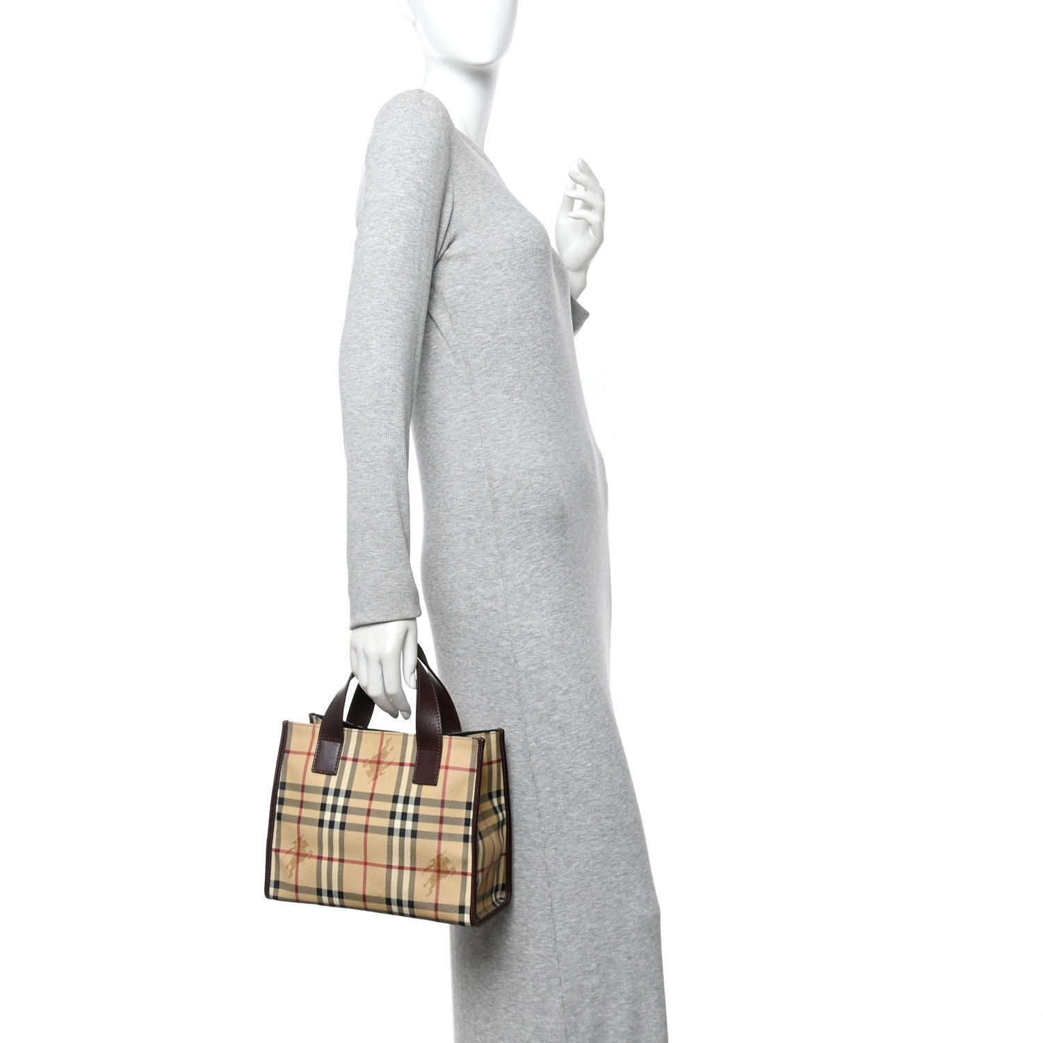 Burberry Haymarket Check Small Tote Brown 2 of 12