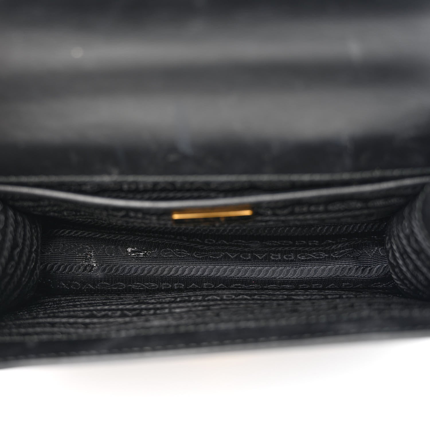 Prada Saffiano Soft Calfskin Metal Triangle Logo Envelope Chain Shoulder Bag Black 5 of 11